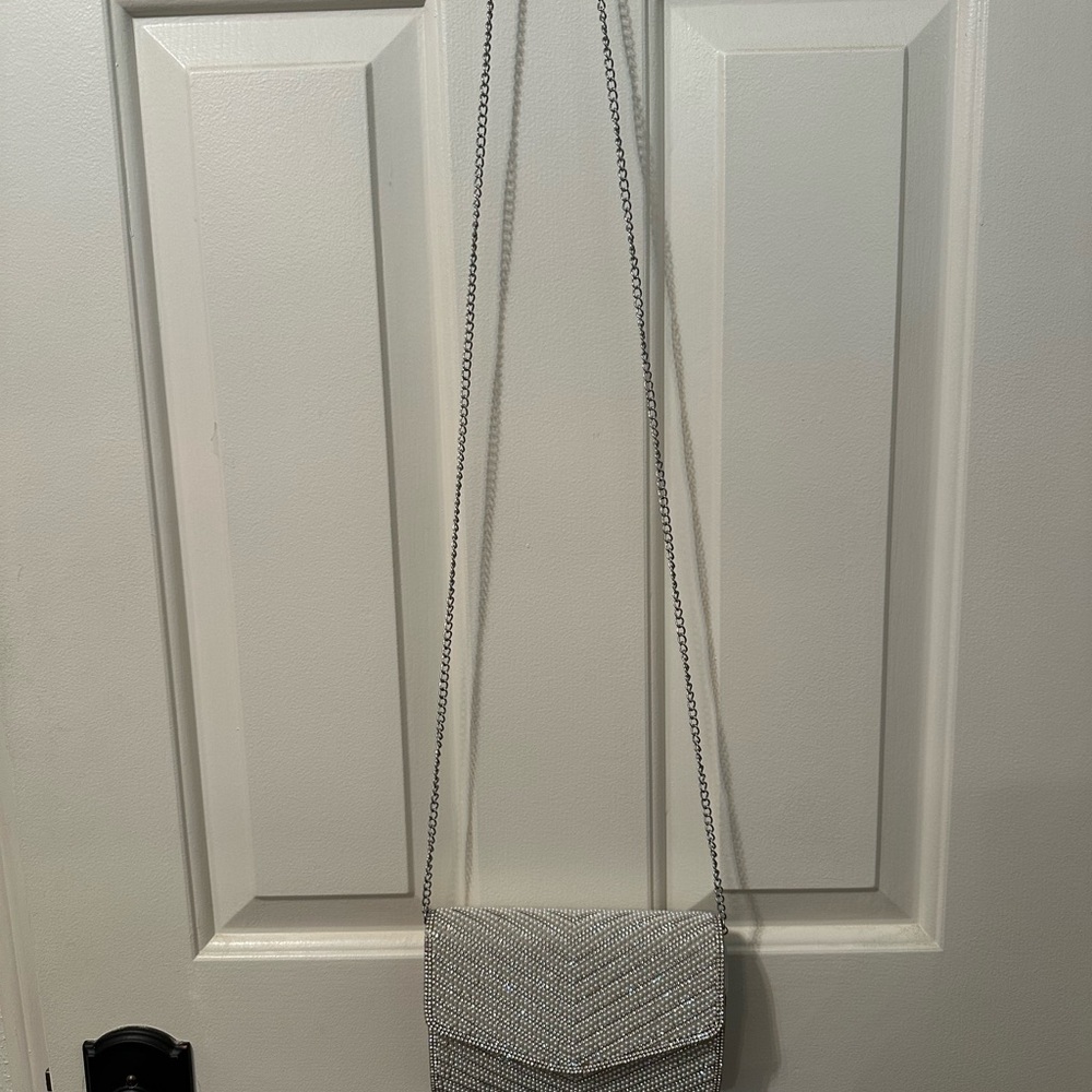 Aldo Silver Quilted Crossbody Bag